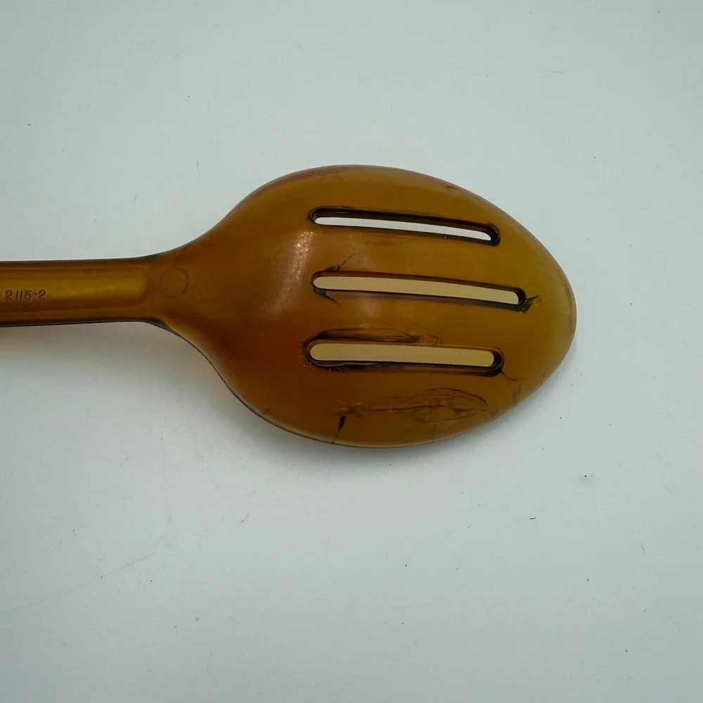 Ekco Ultra-Temp Amber Slotted Spoon Vintage Brown Plastic Kitchen Utensil 2115-2